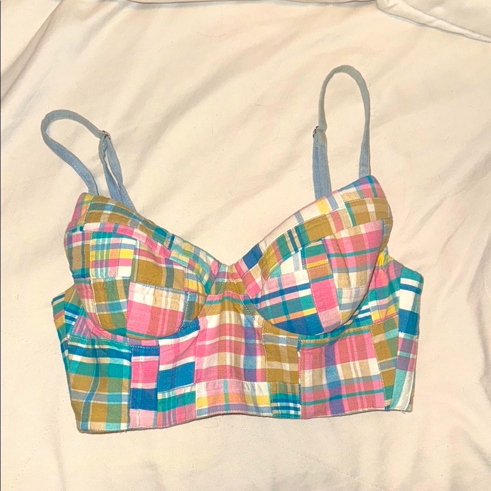Revolve Vibrant Plaid Bralette Top